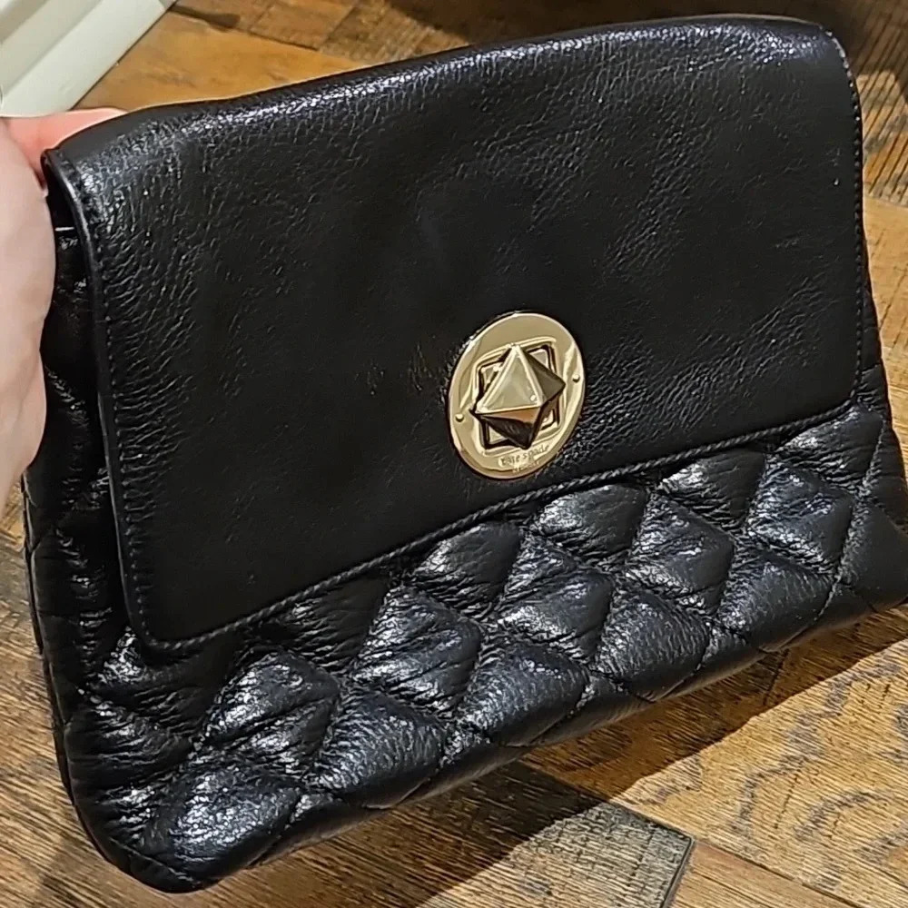 Kate Spade Black Leather Shimmer Quilted Bag - Picture 2 of 8